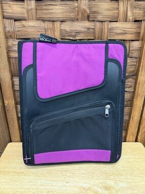 Vintage Mead Pro Platinum Purple and Black Zippered Organizer Binder